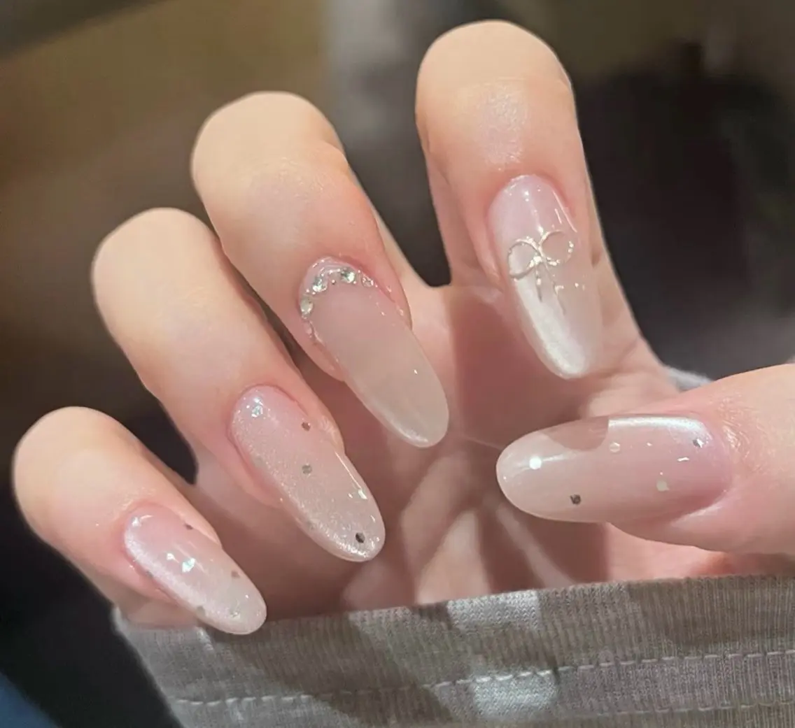 ネイル チークネイル 長さ出し フレンチネイル ガーリー 韓国ネイル SunNail池袋駅 ワンホンネイルのネイルデザイン