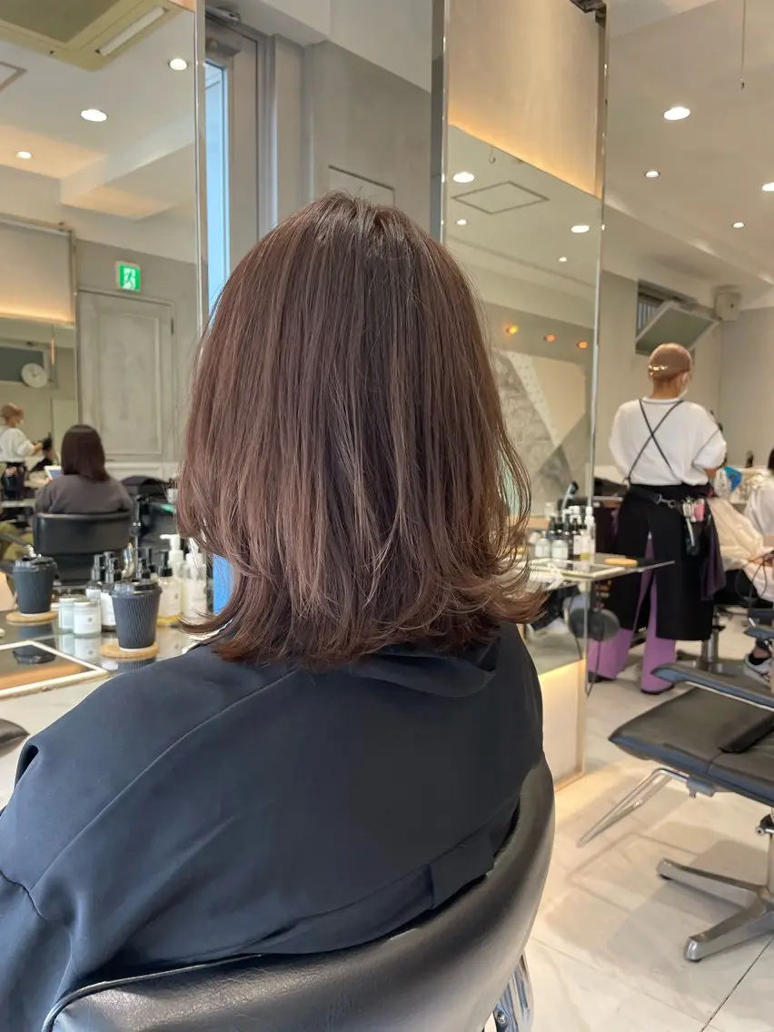 ミディアム カット ヘアカラー トリートメント ヘッドスパ ヘアセット オリーブ カラー✨有坂映哉のヘアスタイル