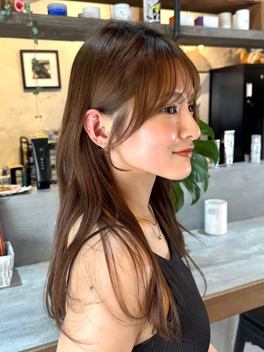 セミロング カラー 縮毛矯正 muscali♡ 原宿.表参道のヘアスタイル