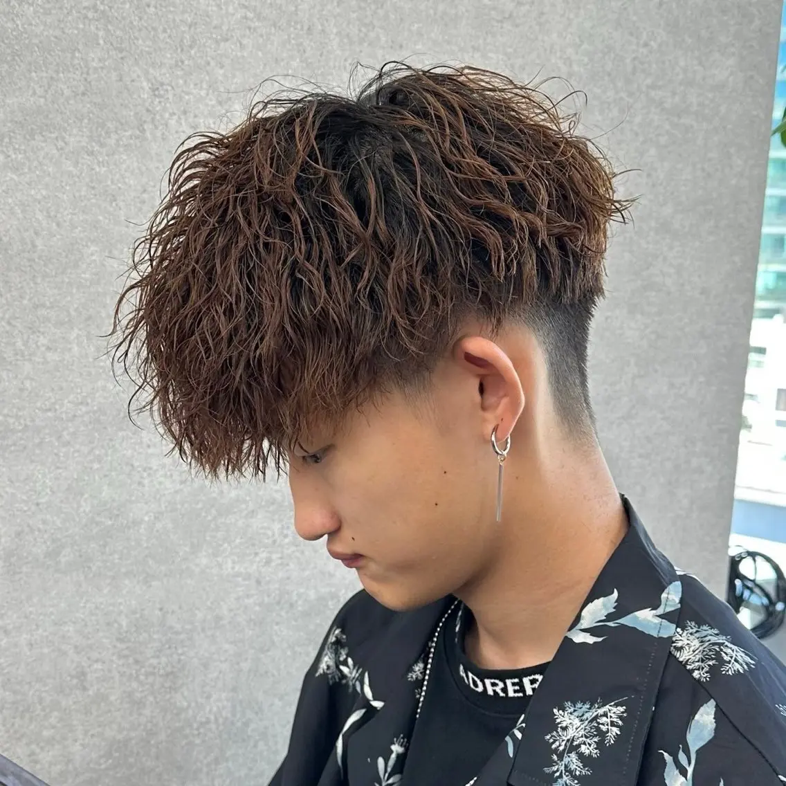 ショート パーマ メンズ *モデル募集🤍横浜 透明感カラー🫧のヘアスタイル