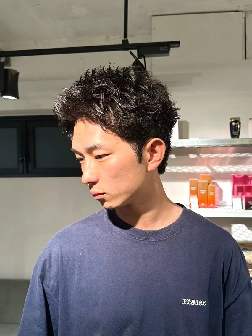 パーマ メンズ メンズパーマ スパイキーショート カット パーマ トリートメント 骨格補正施術/メンズ 専門美容師/YUYAのヘアスタイル