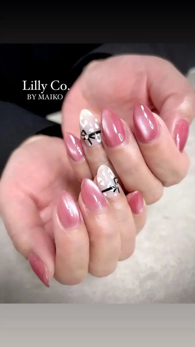 ネイル アニマル柄 リボン ハンドネイル ハンドケア Lilly Co.のネイルデザイン