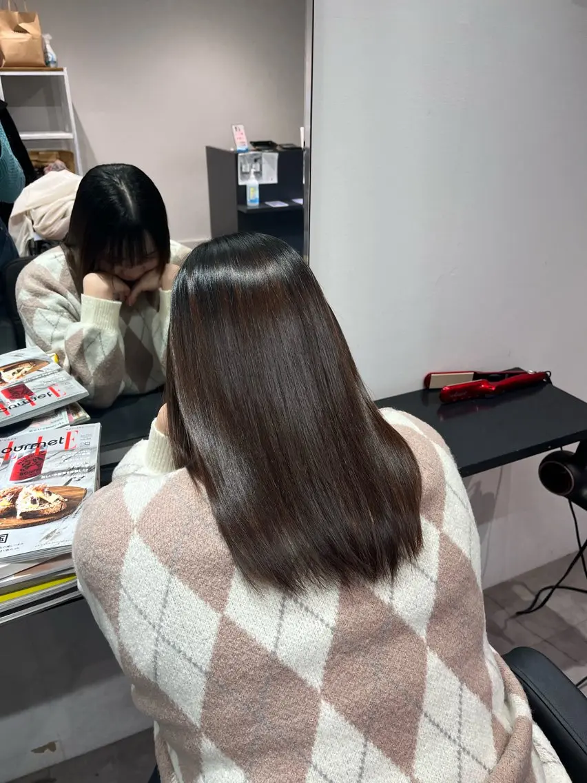 ミディアム パーマ 髪質改善 縮毛矯正 カット 縮毛矯正 トリートメント ヘッドスパ 庄内＊三国baron ANJUのヘアスタイル