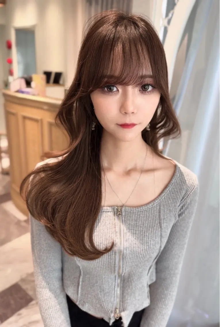 セミロング カラー ベージュカラー 黒髪 ブリーチ ブルーカラー ブルーブラック カット ヘアカラー トリートメント 木屋元一/透明感 /前髪/レイヤーのヘアスタイル