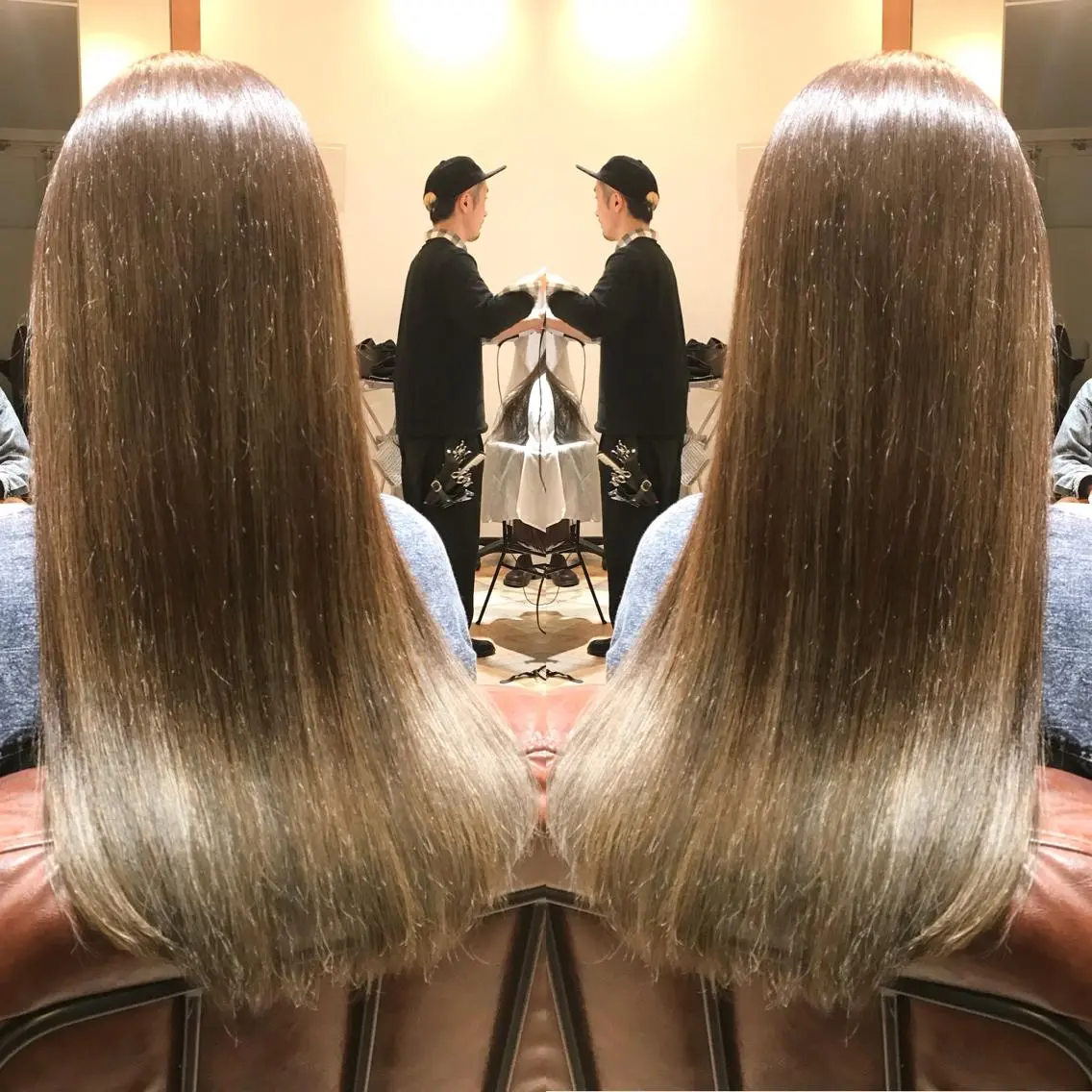 ロング カラー シールエクステ⭐️ オオミタクヤのヘアスタイル