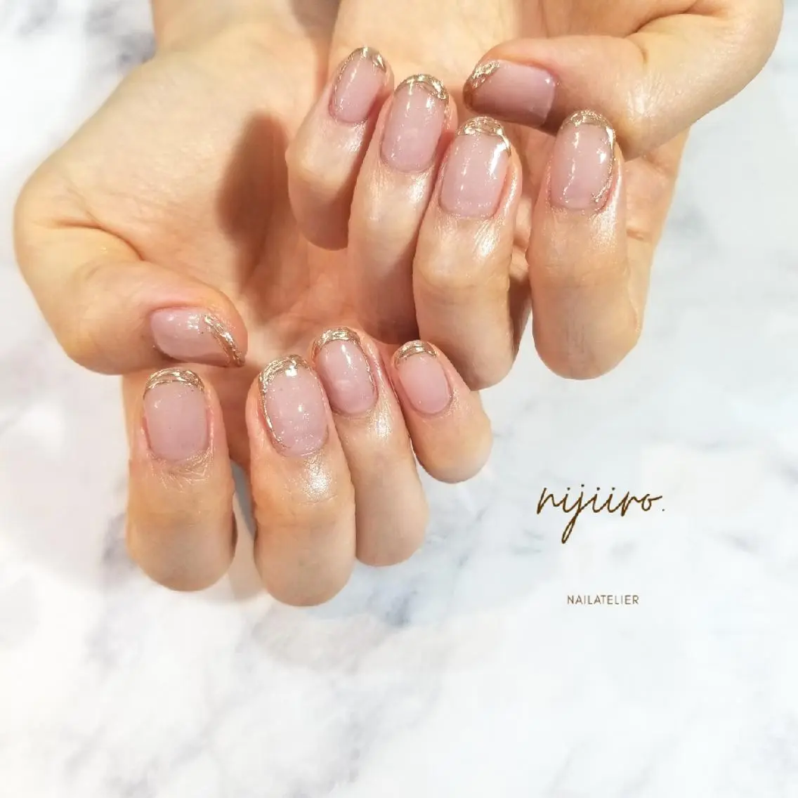 ネイル フレンチネイル ミラーネイル ハンドネイル nijiiro🌈 サトウのネイルデザイン