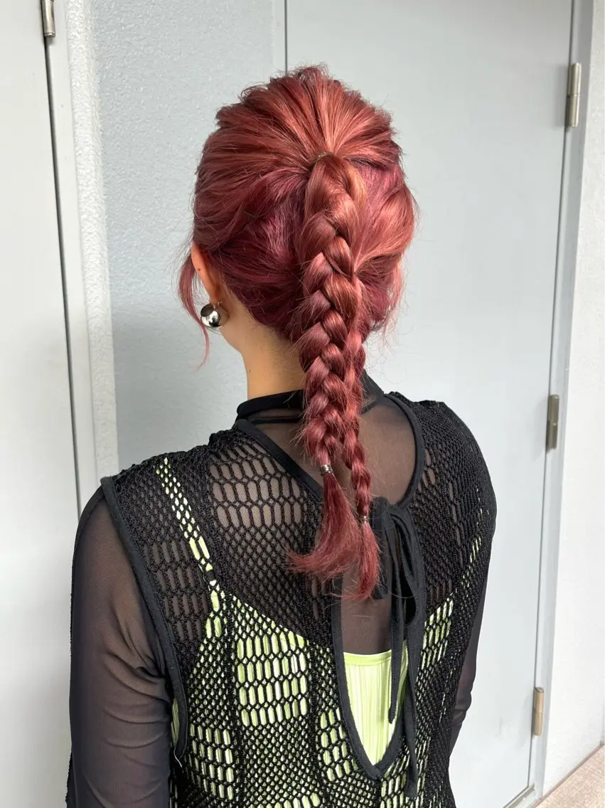 ロング カラー ピンクカラー レッドカラー 神原 茉依🩰🪩のヘアスタイル