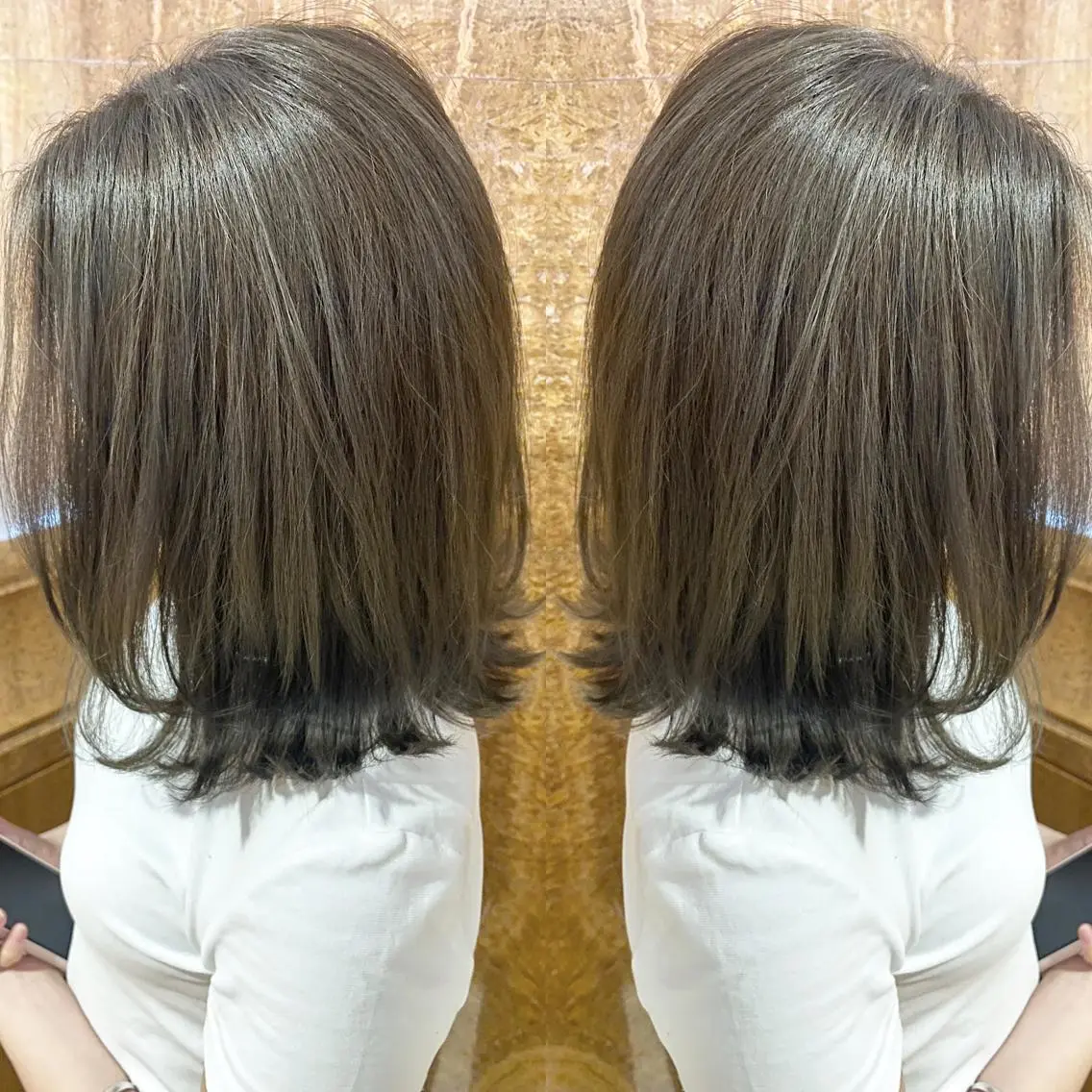 ミディアム カラー ヘアアレンジ ネイル マツエク・マツパ 透明感カラー ハイライトカラー 外国人風カラー ハイライト 外ハネヘア カット ヘアカラー 夜23時まで予約🉑 reverieあきらのヘアスタイル