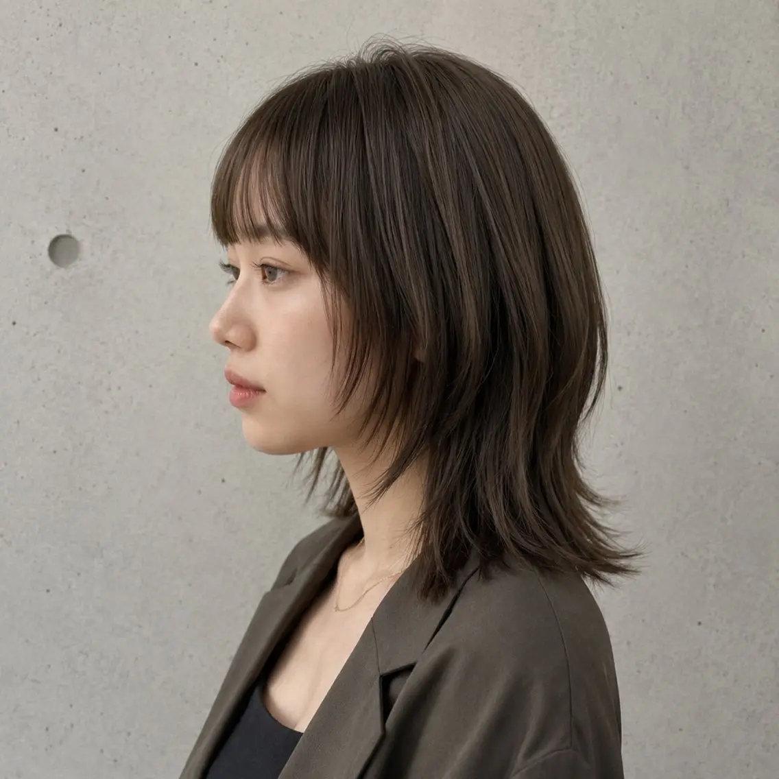 ミディアム カラー カット ヘアカラー トリートメント 盛れる顔まわりカット 髪質改善/渋谷/れんのヘアスタイル
