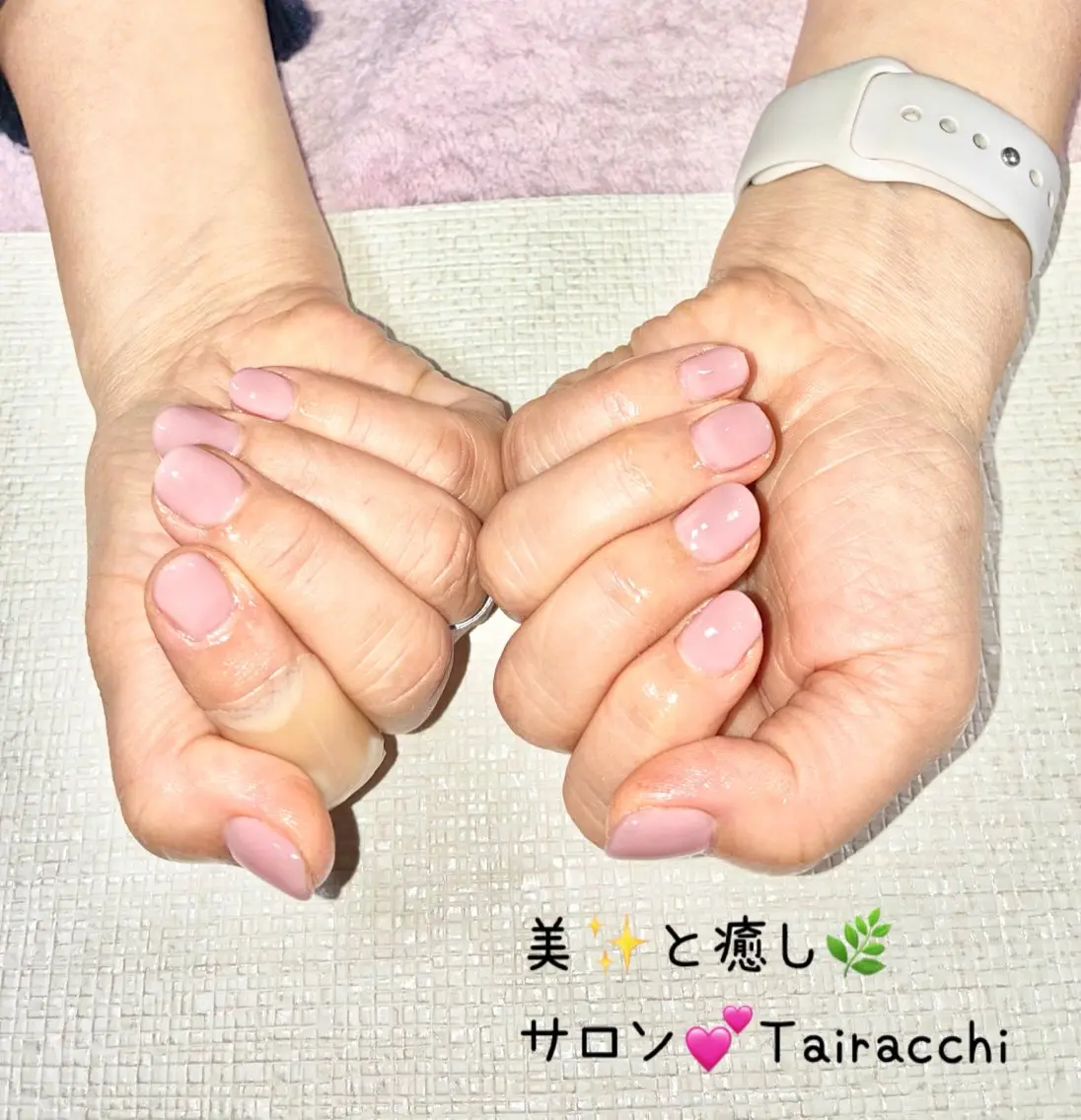 ネイル ピンク ピンクベージュ ショートネイル ハンドネイル Tairacchi タイラッチのネイルデザイン