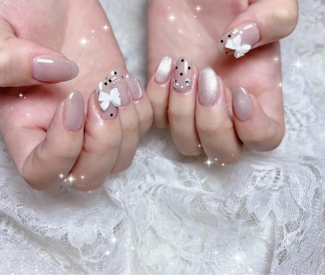 ネイル ドット ホログラムネイル マグネットネイル ハンドネイル FLARE NAIL フレアネイルのネイルデザイン