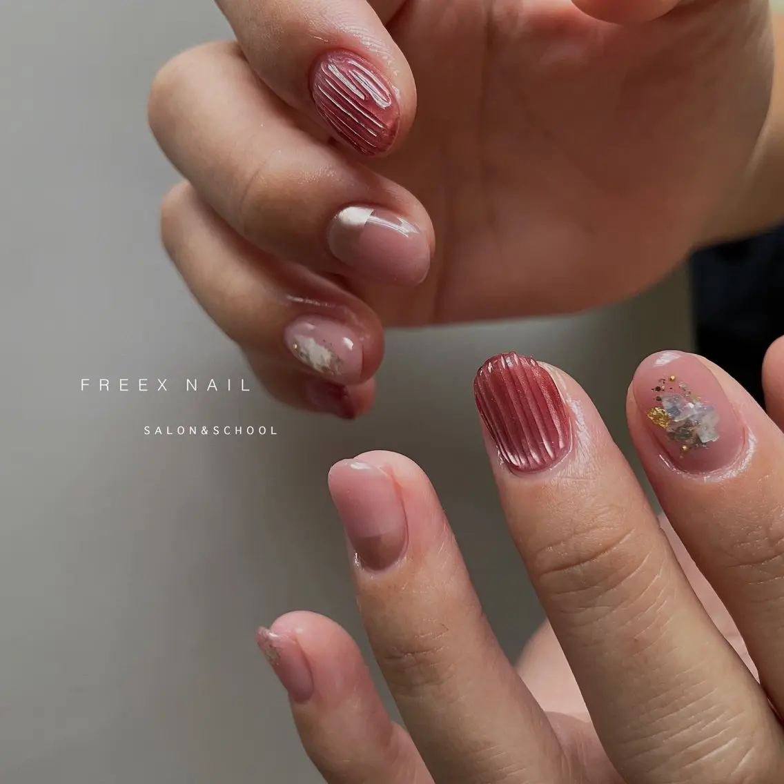 ネイル ピンク ハンドネイル フットネイル freex nail /ニュアンス/個性派のネイルデザイン
