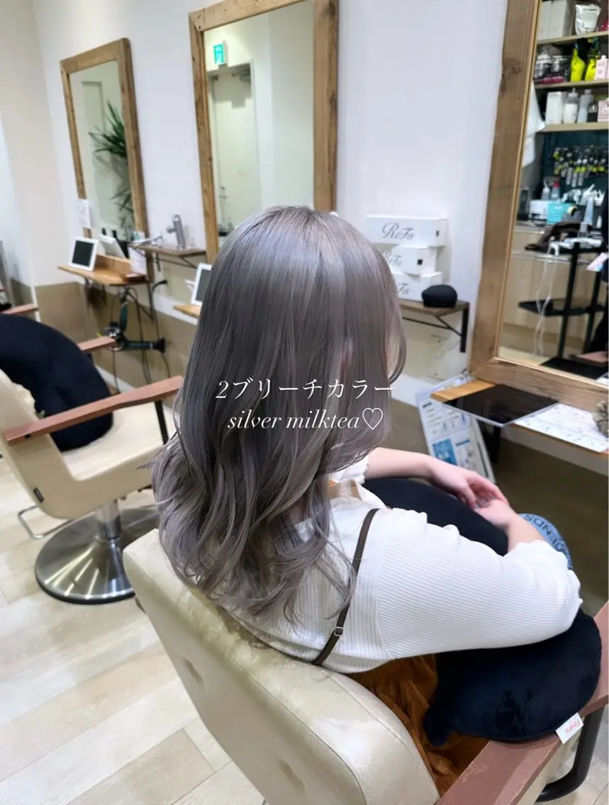 セミロング カット ヘアカラー トリートメント ブリーチなしカラー RURI🩵のヘアスタイル