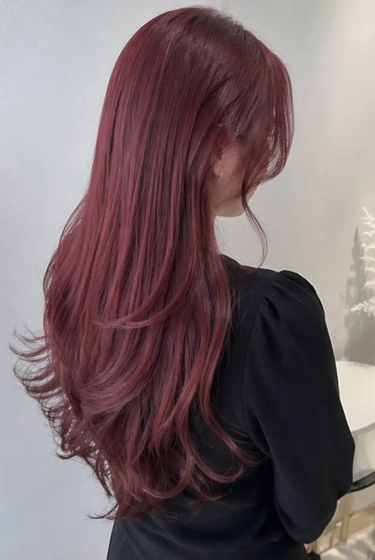 ロング カラー ヘアカラー 🍒モテ暖色カラー × うる艶✧ ゆなのヘアスタイル