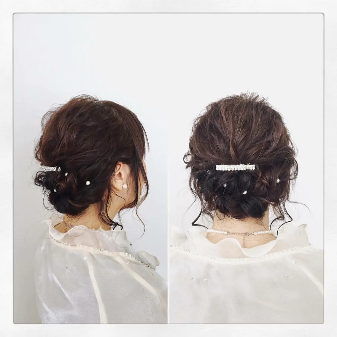 セミロング ヘアアレンジ 結婚式・ブライダル ヘアセット KANA カナのマツエク・マツパデザイン