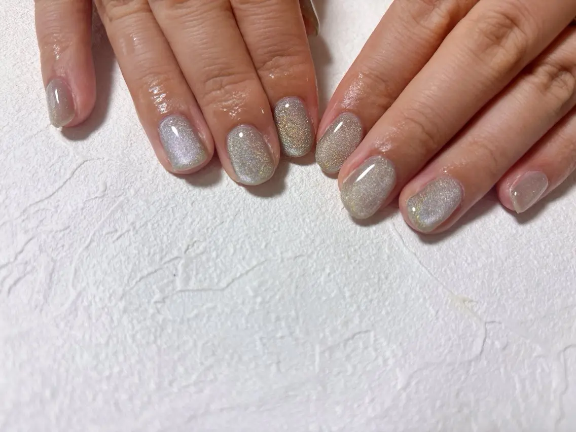 ネイル オーロラネイル フットネイル フレンチネイル ジェルネイル マグネットネイル ハンドネイル kiki nail &brow二子玉川のネイルデザイン