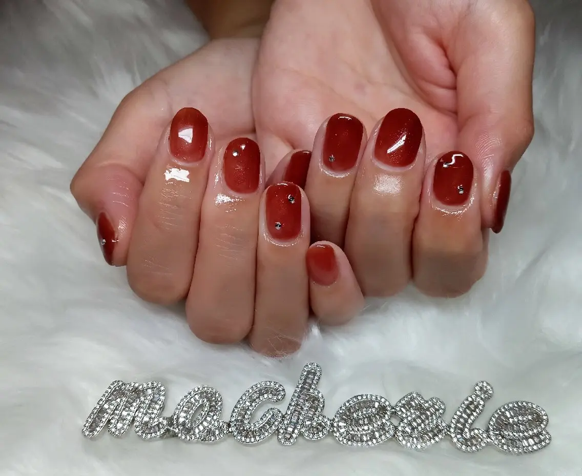 ネイル 赤色 ハンドネイル Nail Salon macherieのネイルデザイン