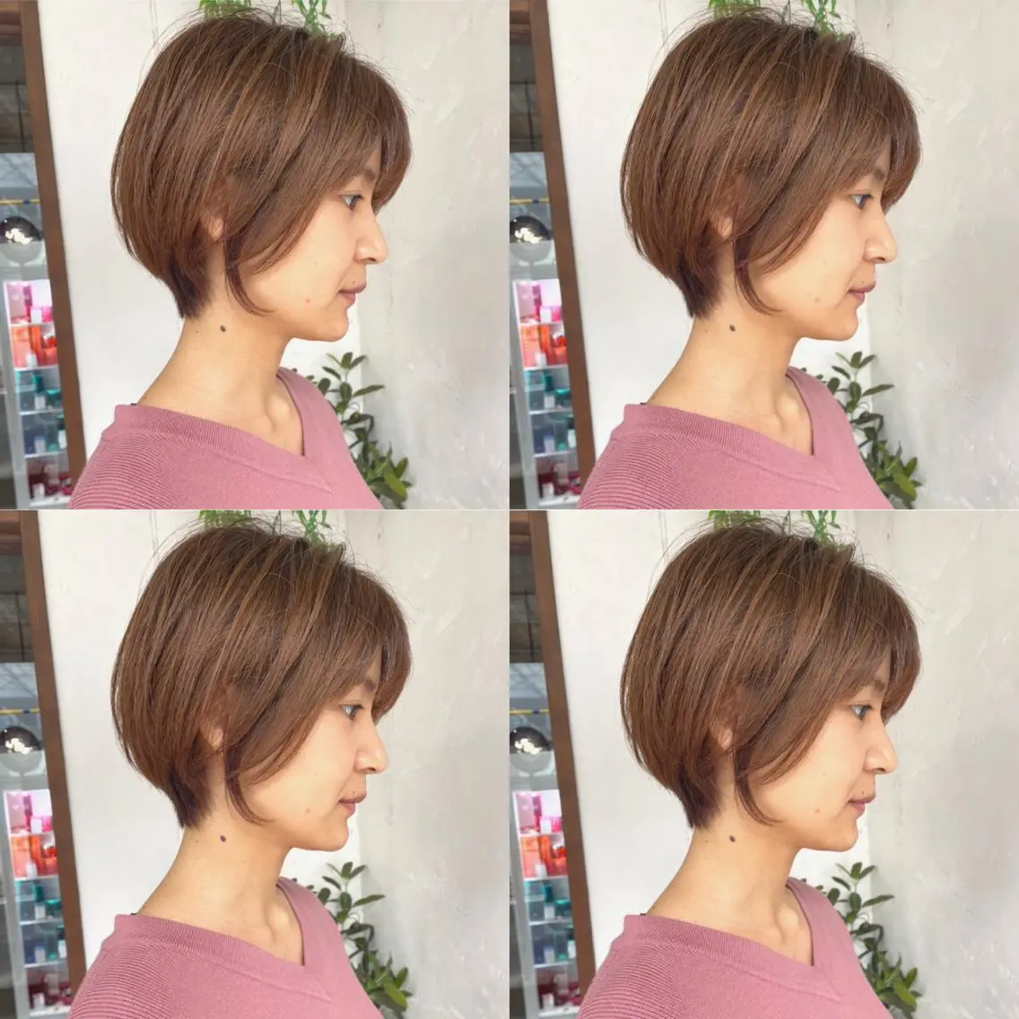 ショート カラー ショートボブ ハンサムショート 丸みショート デザインカラー ハイライトカラー カット ヘアカラー 京都大人女性ショート 徒歩1分/秋山のヘアスタイル