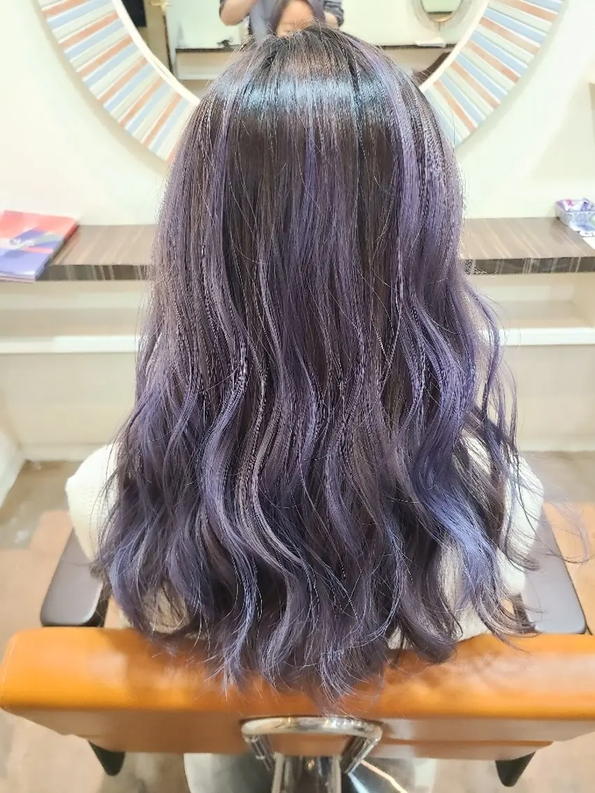 ロング カラー ブリーチ、デザイン  カラー福士直矢のヘアスタイル