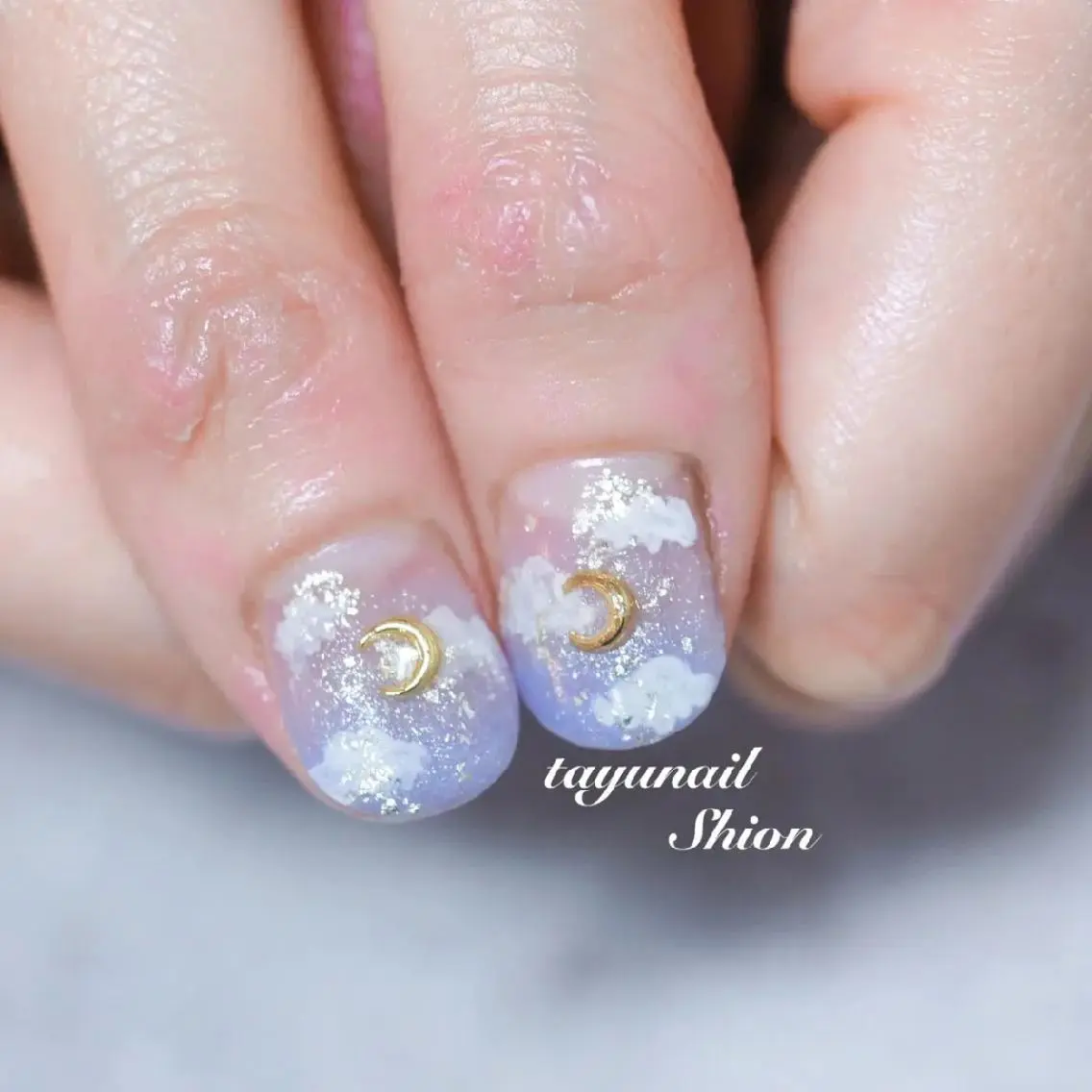 ネイル アートネイル ブルー ジェルネイル キラキラネイル パラジェル ネイルサロン 【たゆnail】のネイルデザイン