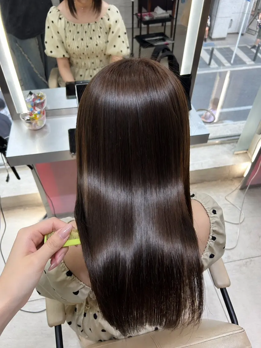 ロング 髪質改善 縮毛矯正 yui/表参道 ラベンダーカラーのヘアスタイル