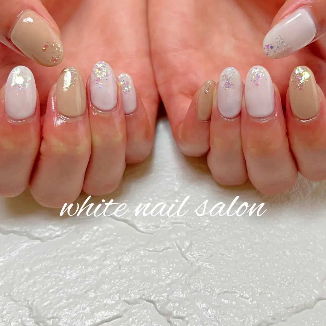 ネイル ラメ(グリッター) シンプルネイル white nail salonのネイルデザイン