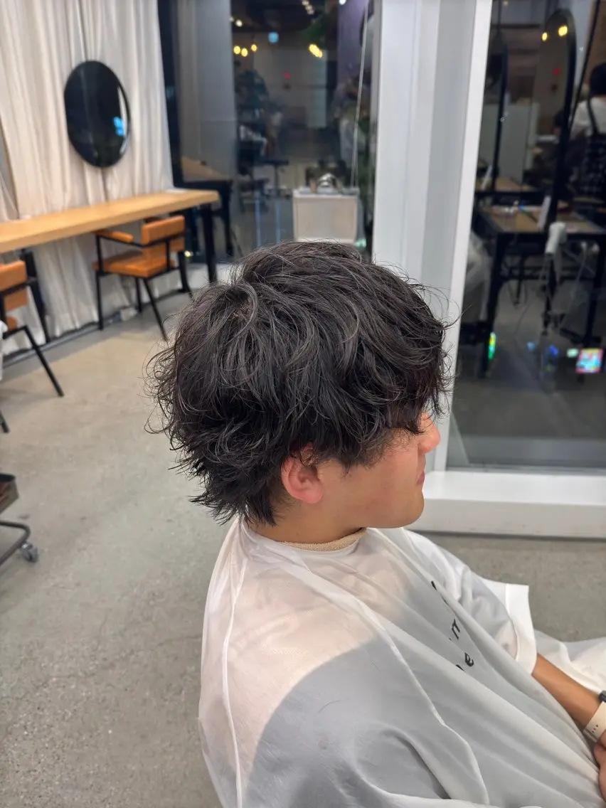 ミディアム メンズ カット パーマ 渋谷パーマNo.1 うえちりくのヘアスタイル