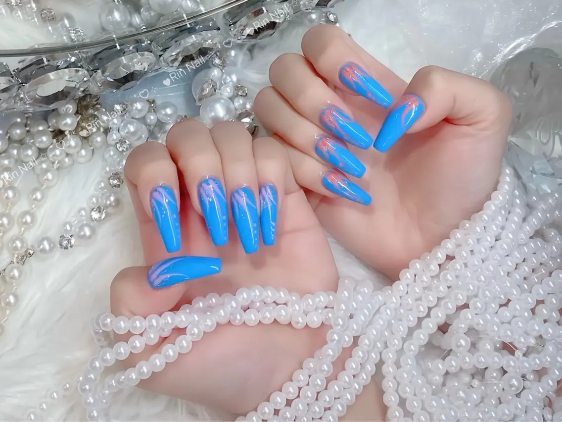 ネイル オーロラネイル チークネイル 桜ネイル クリアネイル ドット ハンドネイル Rin Nail Shinokuboのネイルデザイン