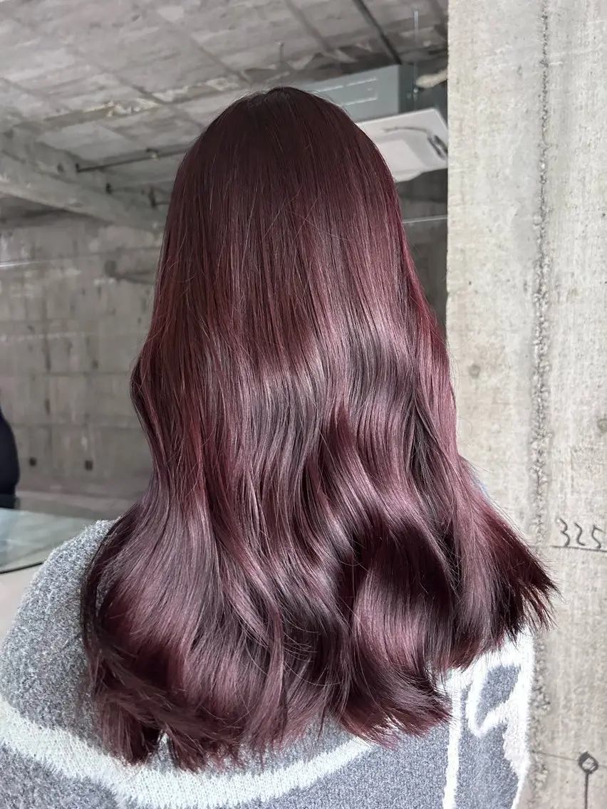 セミロング カラー レッドカラー ヘアカラー 玉置七海✨ ／透明感／髪質改善のヘアスタイル