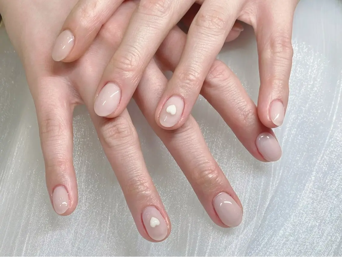 ネイル ハート ぷっくりネイル シンプルネイル ハンドネイル LingK/nail 高士 翔子のネイルデザイン