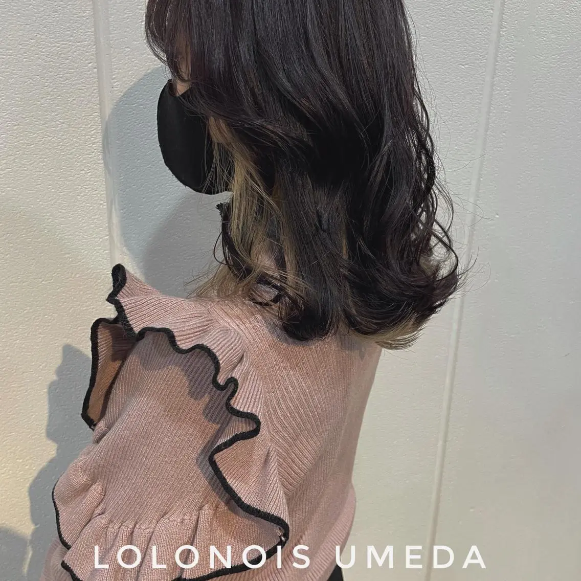 セミロング カラー ブリーチ インナーカラー パープルカラー Lolonois梅田 /Okazaki:)のヘアスタイル
