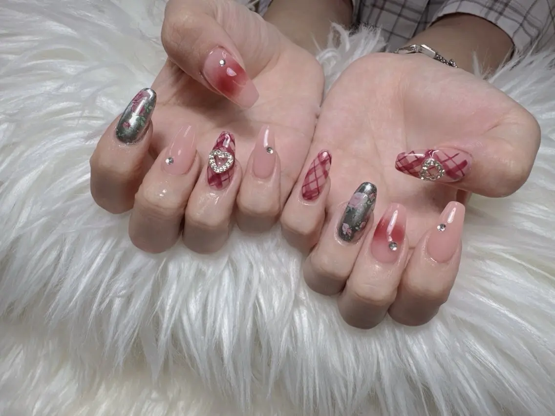 ネイル ブルー フットネイル フレンチネイル 韓国ネイル マグネットネイル ハンドネイル ハンドケア Hara Nail 【持ち込みOK】のネイルデザイン