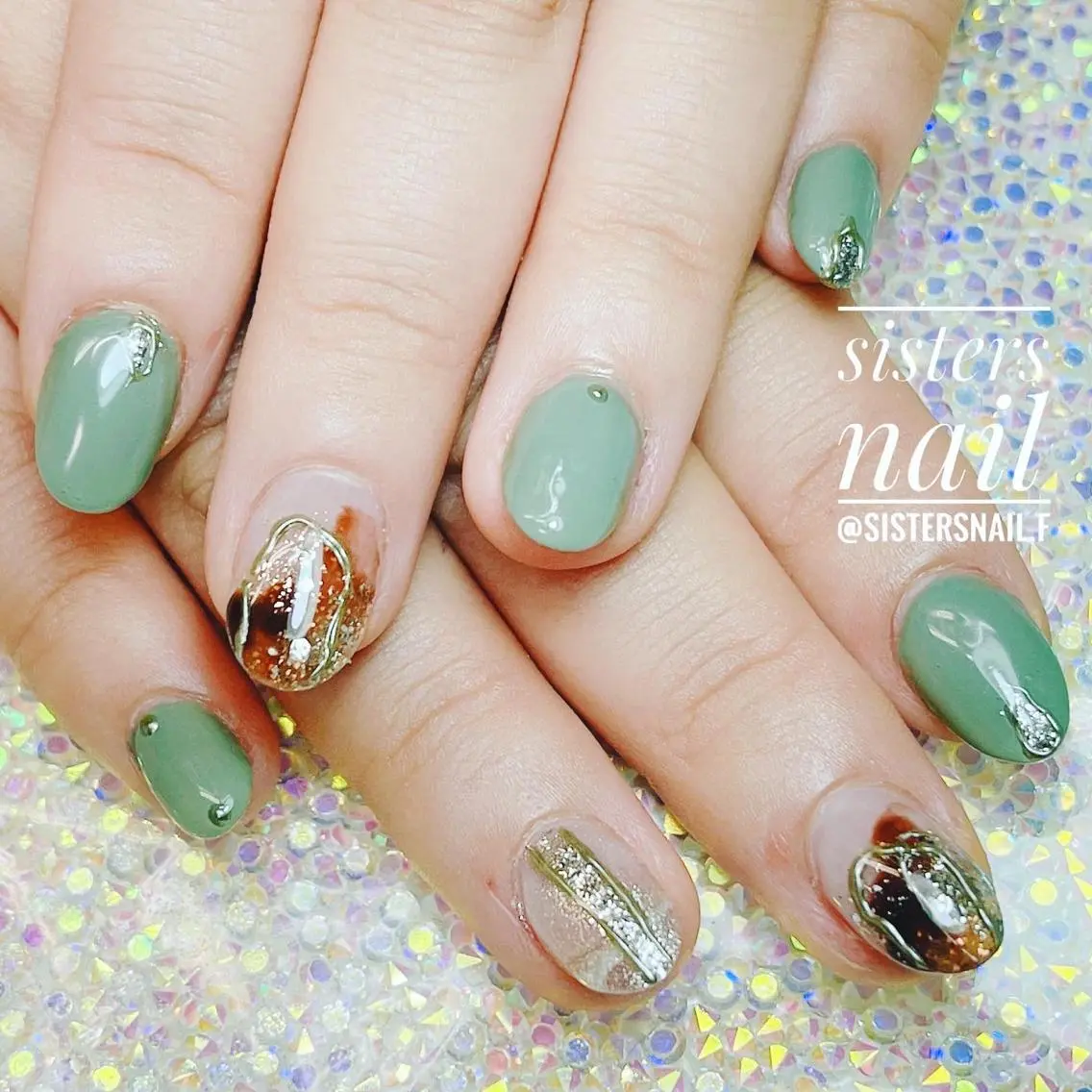 ネイル アートネイル ブラウン クリアネイル フレンチネイル ニュアンスネイル sisters nail.fのネイルデザイン