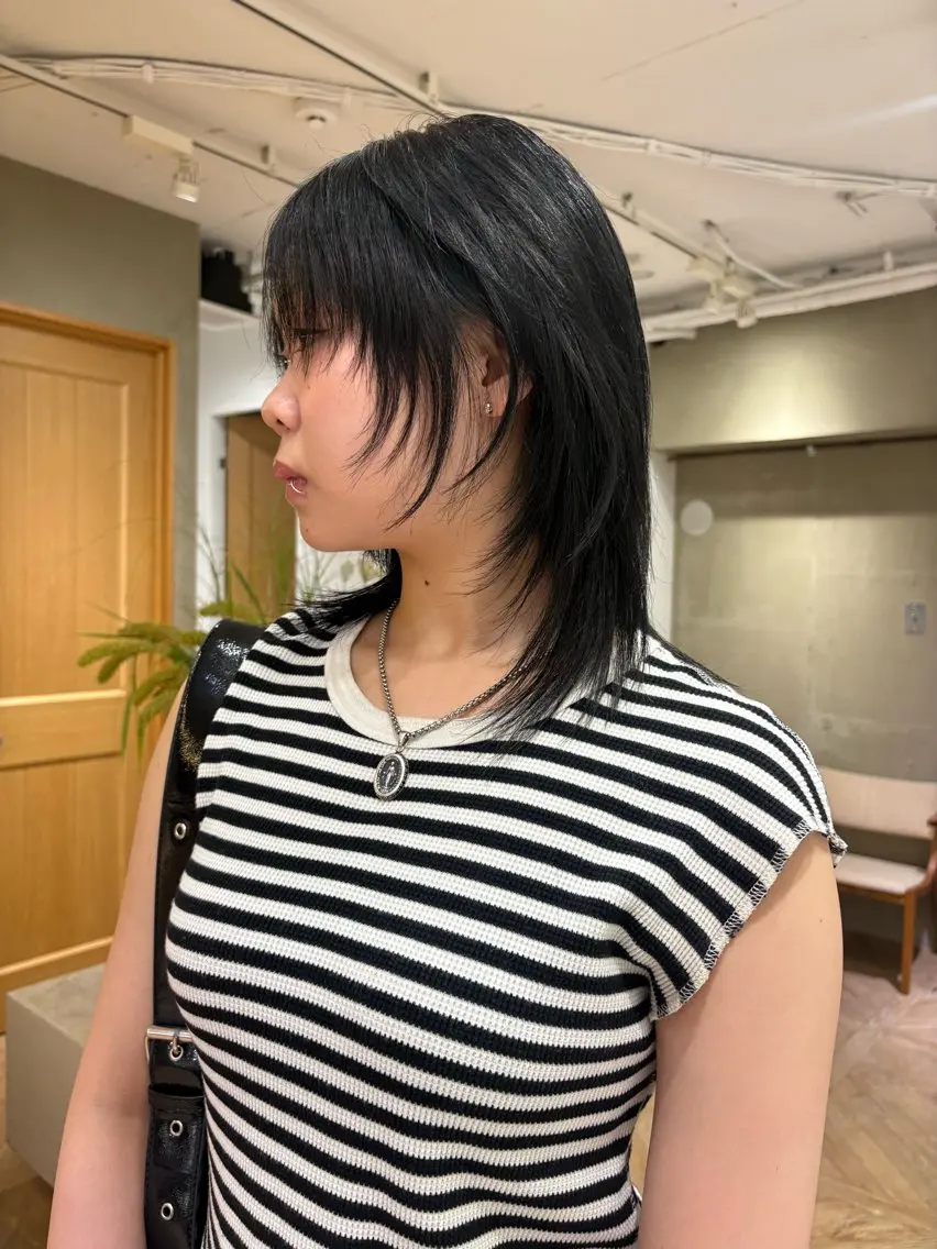 ミディアム カラー 黒髪 カット ヘアカラー トリートメント ブリーチなしベージュ ／レイヤーモカのヘアスタイル