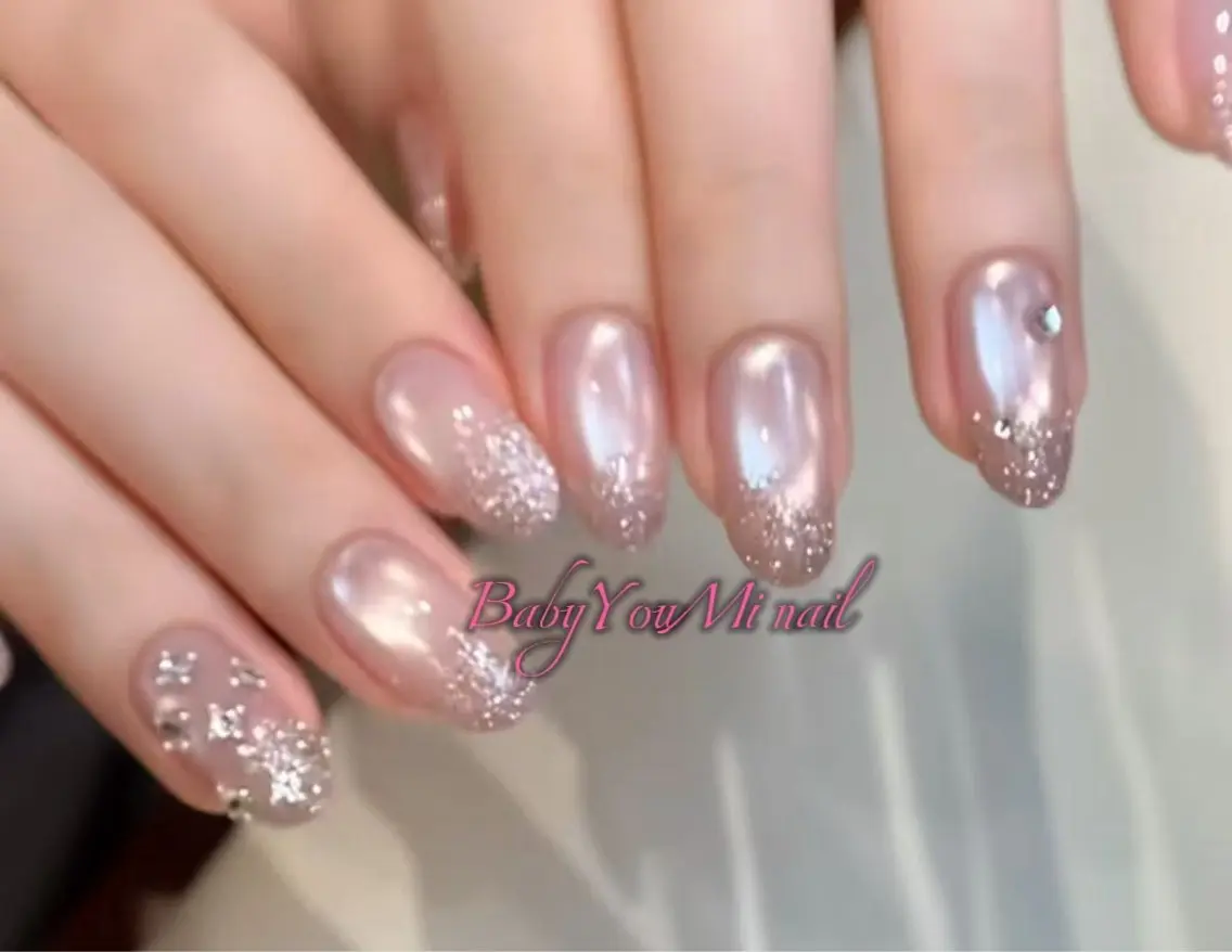 ネイル オーロラネイル チークネイル 成人式 フットネイル フレンチネイル ハンドネイル BabyYouMi nailのネイルデザイン
