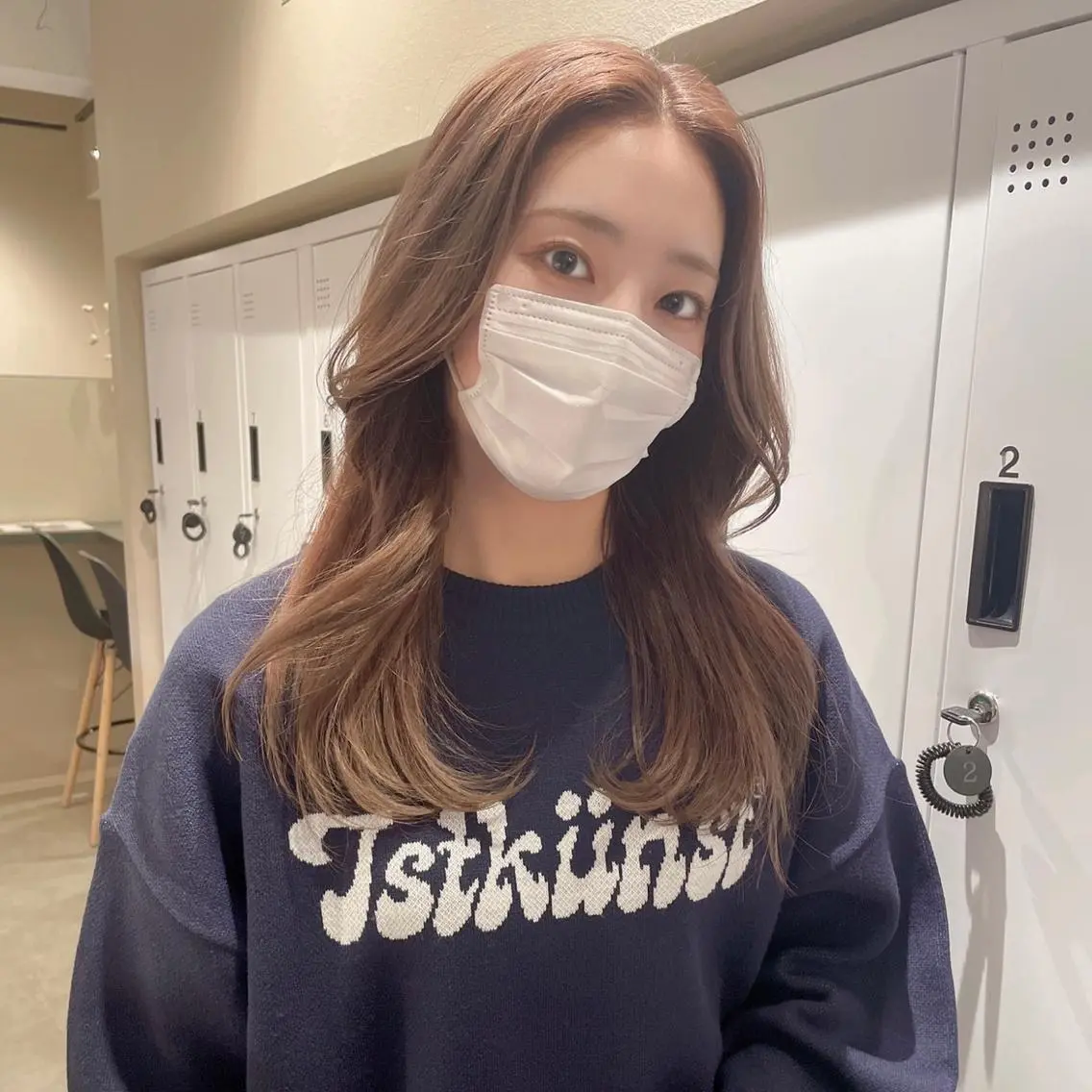 セミロング くびれヘア 韓国風ヘア 石山 洸平のヘアスタイル