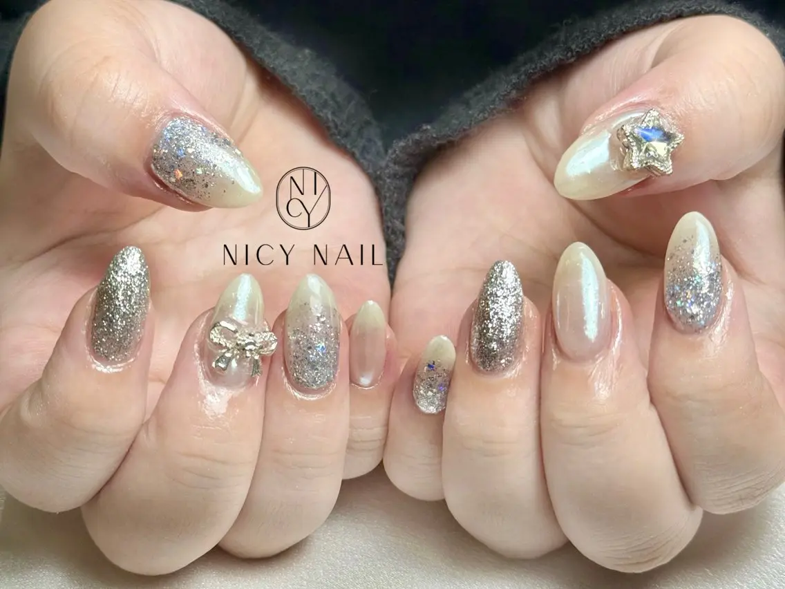 ネイル アートネイル オーロラネイル ブルー チークネイル フットネイル ハンドネイル NICY NAIL 池袋のネイルデザイン