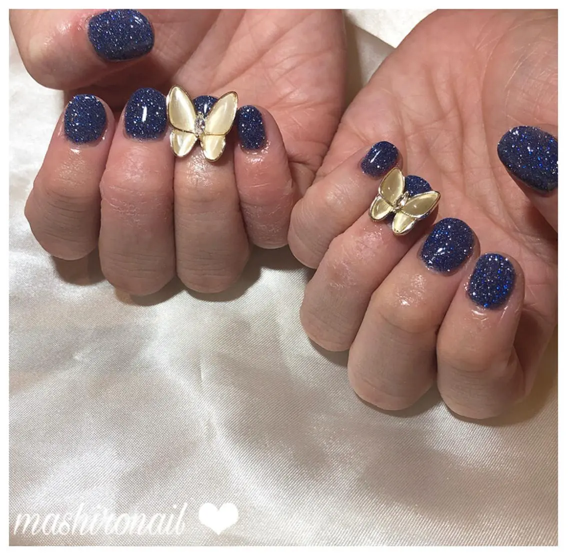 ネイル ブルー フラッシュネイル ハンドネイル Miro nailのネイルデザイン