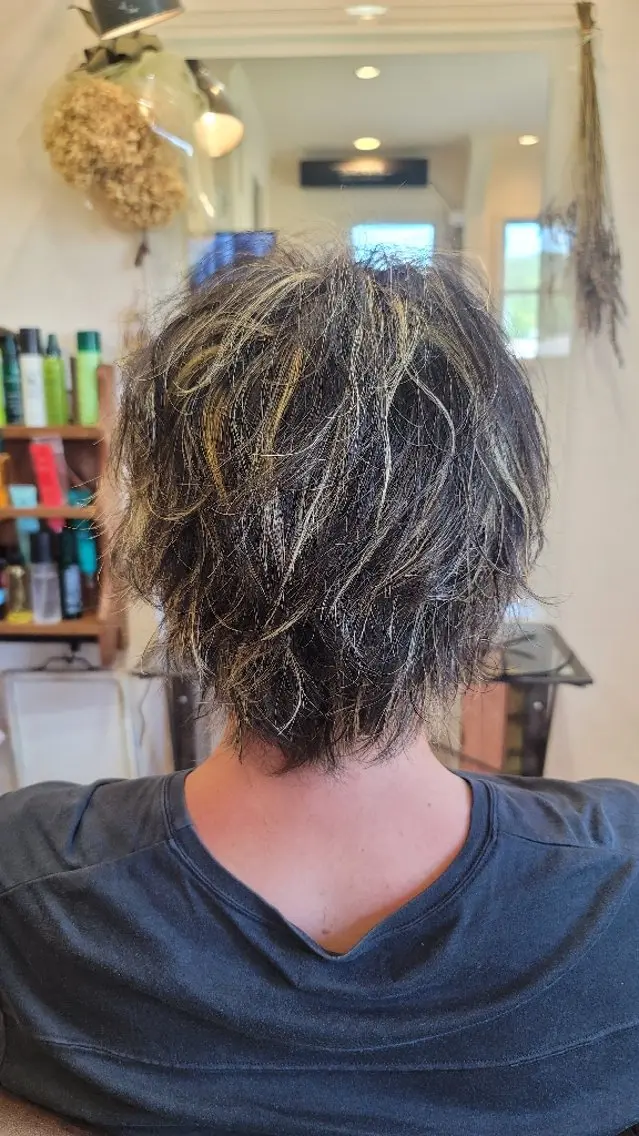 メンズ ミディアム カラー メンズハイライト ハイライトカラー ハイライト Men's救世主 店長施術のヘアスタイル
