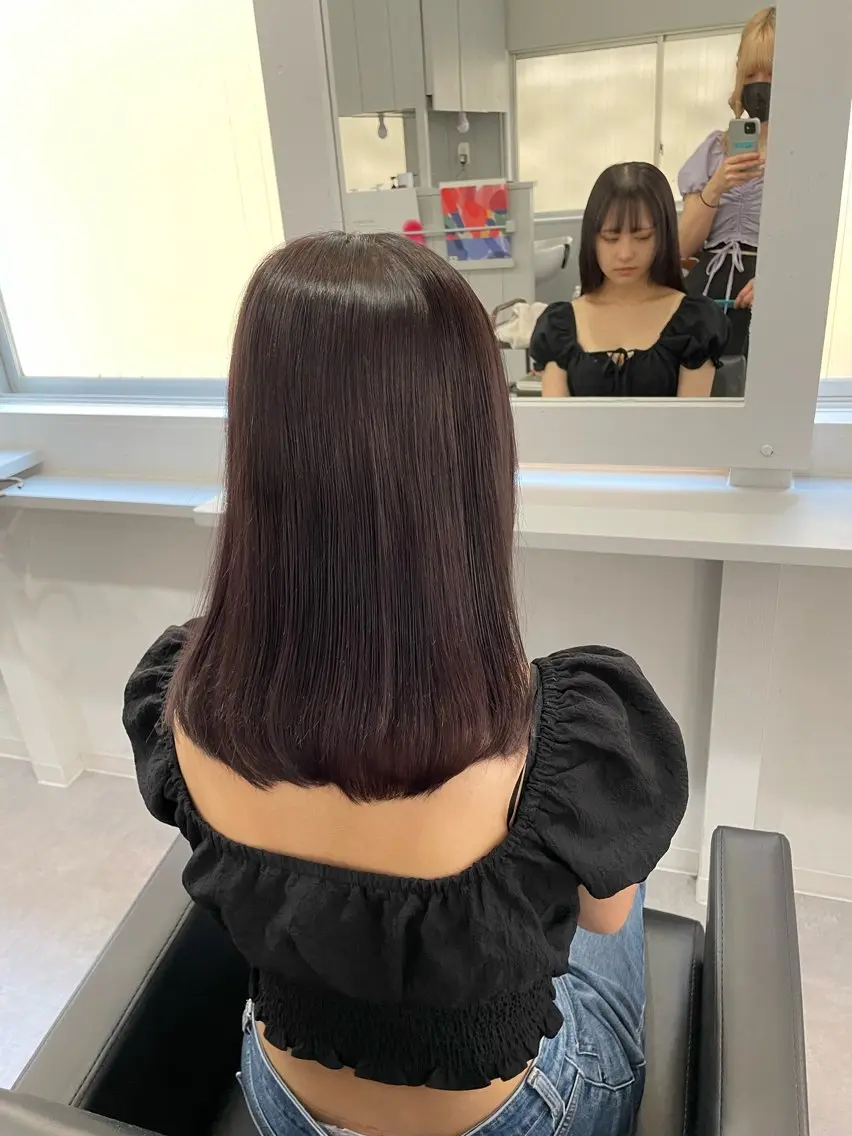 セミロング カラー ヘアアレンジ バイオレットカラー Cielro/ダブル カラー/西田咲希のヘアスタイル