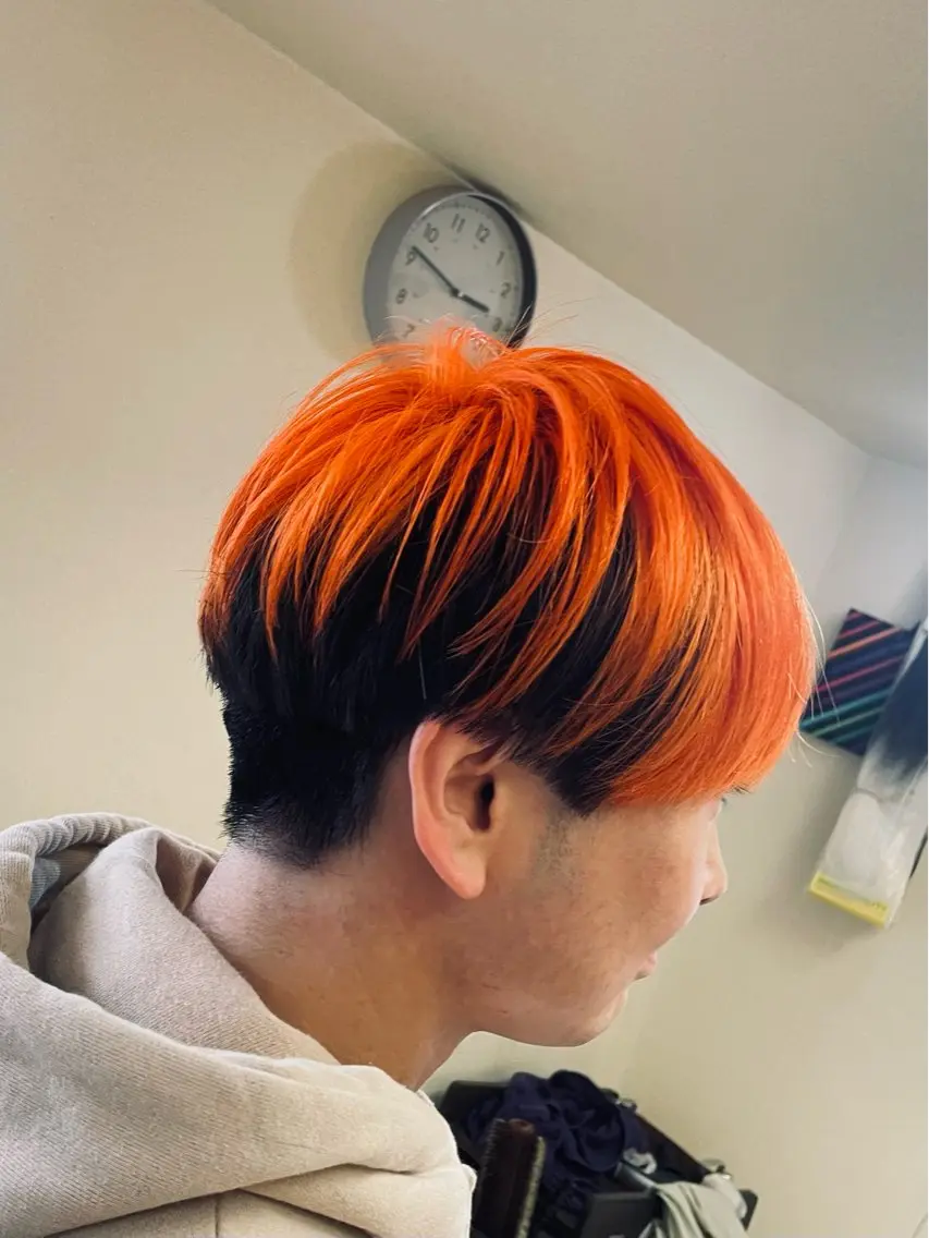 ショート カラー メンズ メンズブリーチ メンズメッシュ ブリーチ メッシュ オレンジ カット ヘアカラー メンズ大歓迎‼︎ ✨seigo✨のヘアスタイル