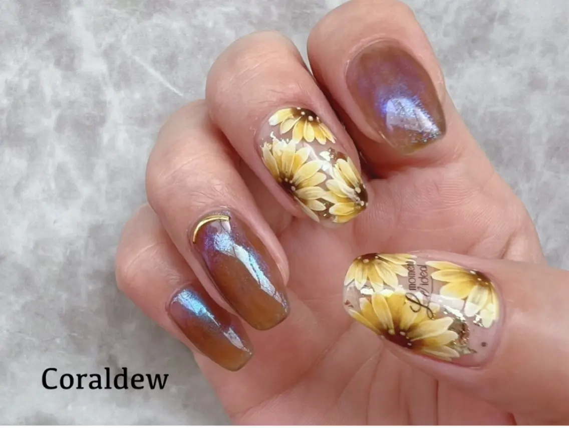 ネイル ハンドネイル Coral dew Harukaのネイルデザイン