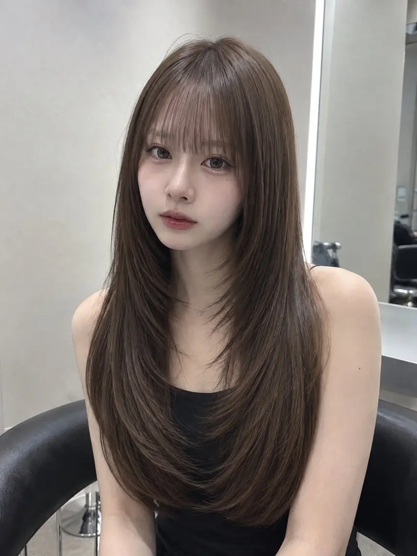 ロング ロングレイヤー 韓国風ヘア レイヤーカット ロング 似合わせカット/ 髪質改善/ 中野亘稀のヘアスタイル