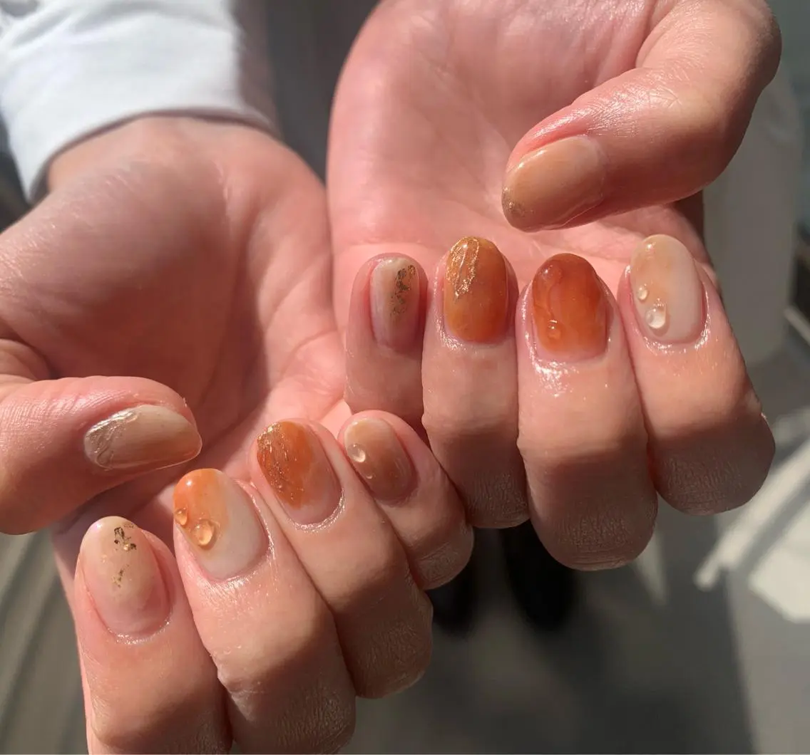 ネイル オレンジ nail* runa🌻のネイルデザイン