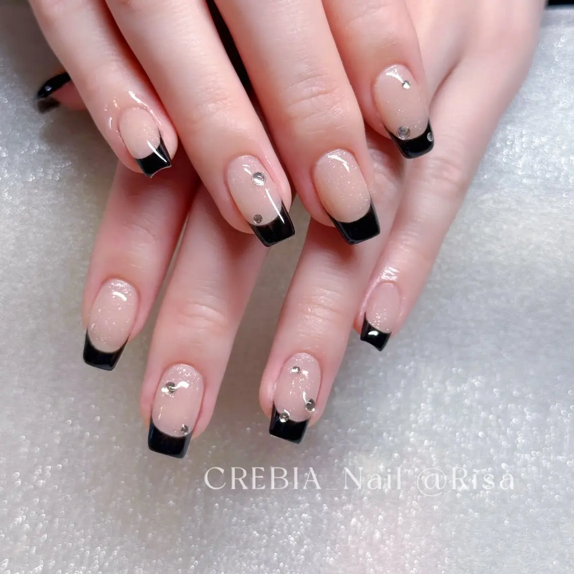 ネイル フレンチネイル ラメ(グリッター) ワンカラーネイル CREBIA Nailのネイルデザイン