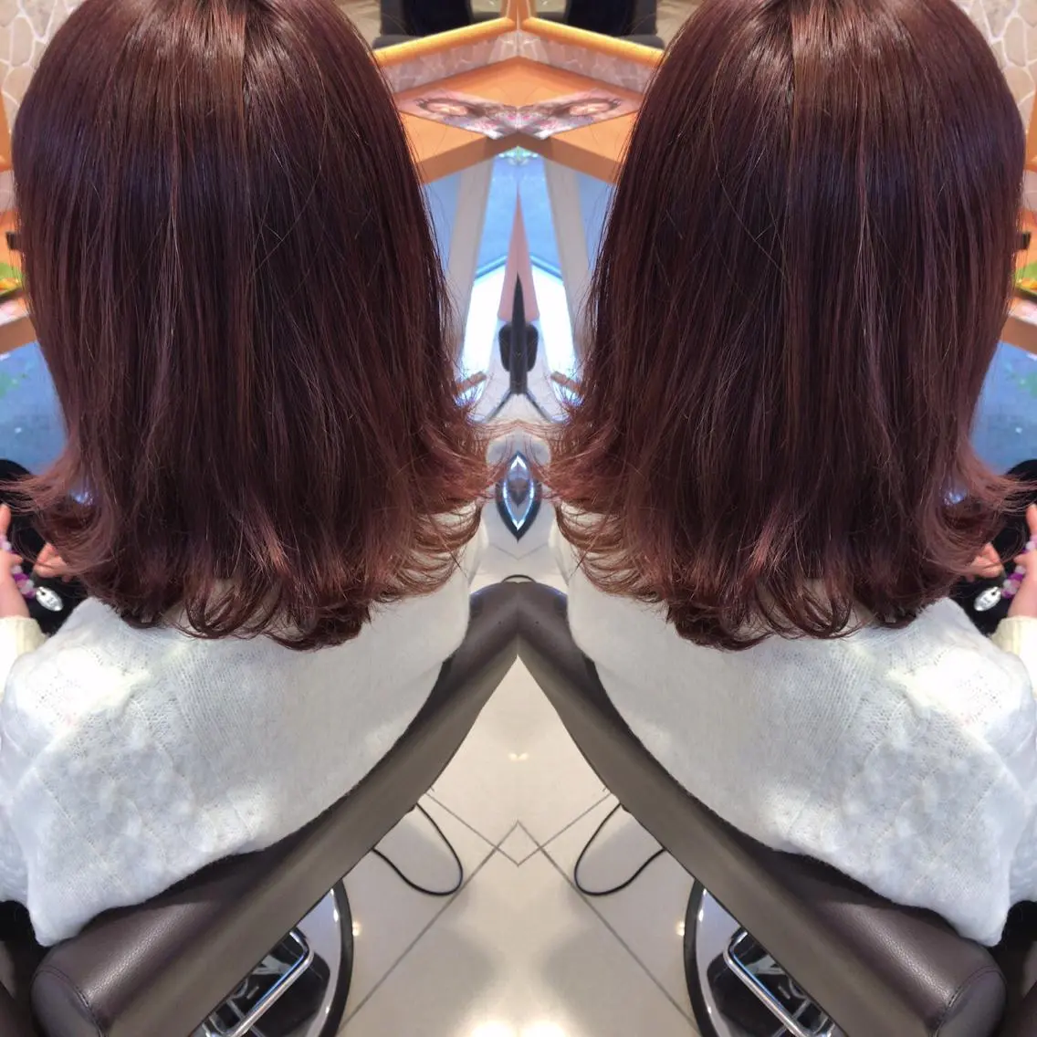 ミディアム カラー デザインカラー 外ハネヘア レイヤーカット匠 イソザキノリユキのヘアスタイル