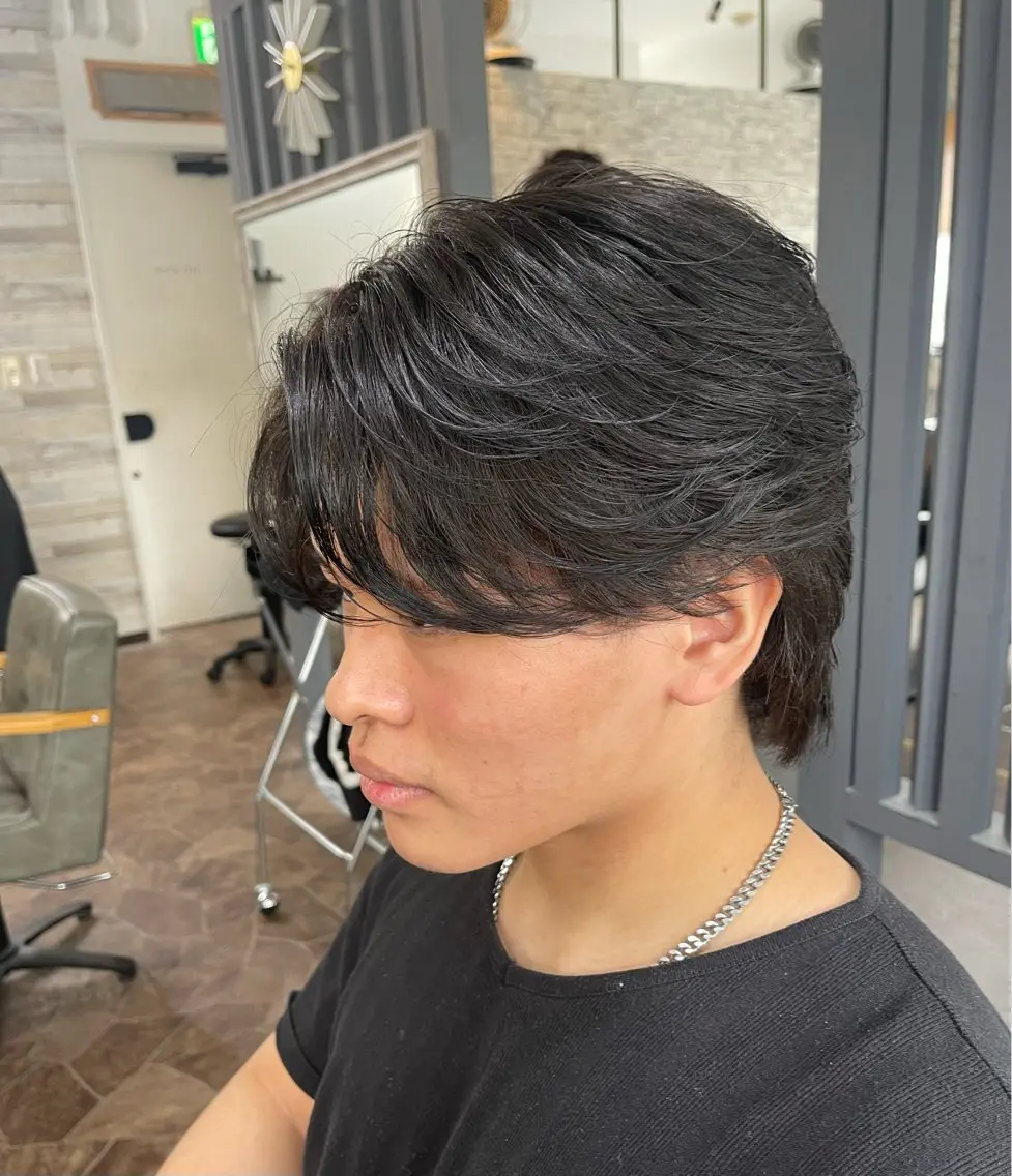 ショート カラー パーマ レイヤーカット カット メンズヘア特化 Soraのヘアスタイル