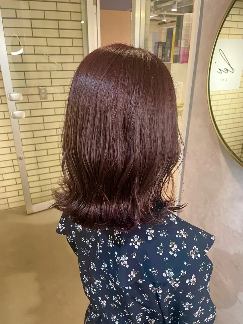 ミディアム カラー ブリーチ ブリーチなしカラー ピンクカラー 黒田 優里 🎀🫧のヘアスタイル