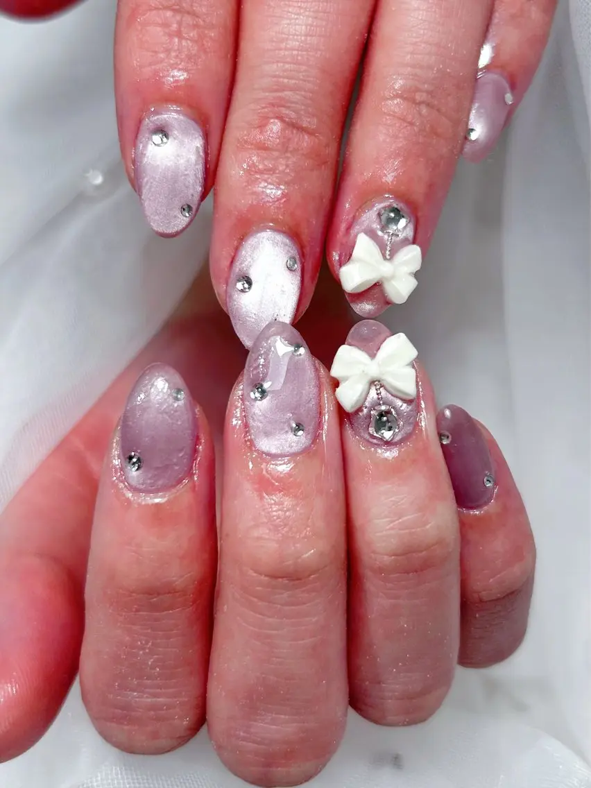 ネイル アートネイル 桜ネイル フレンチネイル ガラスフレンチ グラデーション 🌈 Laule'aのネイルデザイン