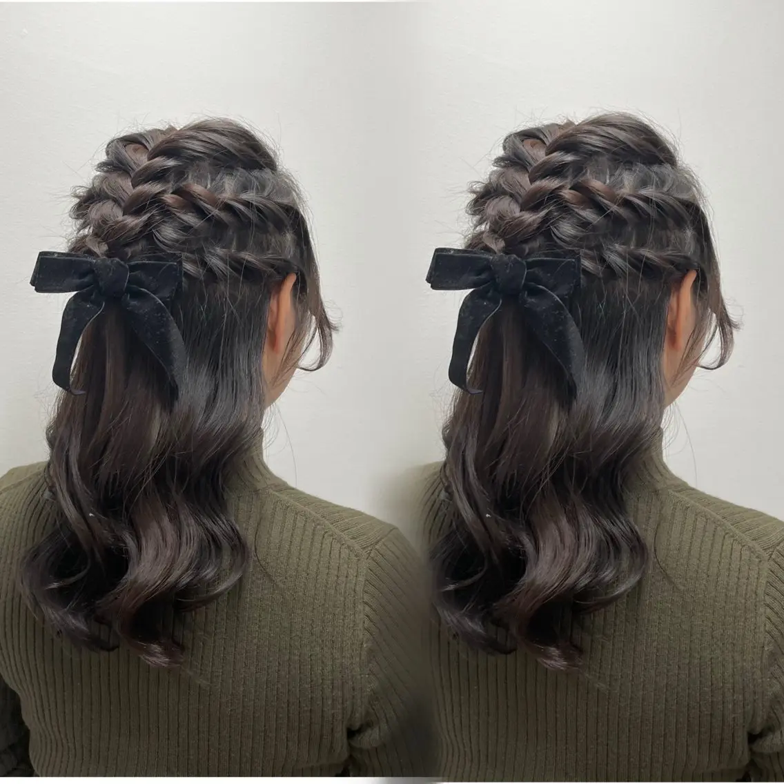 セミロング ヘアアレンジ ハーフアップ 結婚式・ブライダル ヘアセット エクステ/ハイトーン /HARUNAのヘアスタイル